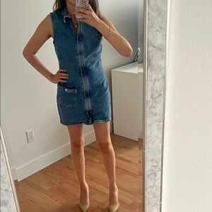 Zara Blue Buttoned Sheath Mini Dress